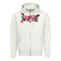 Oatmeal Heather Love Valentine's Day Zipper Hoodie - FaDigitalArtStudio