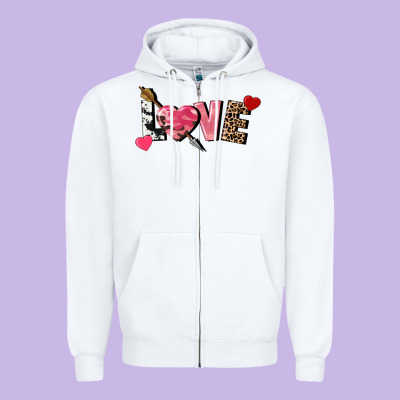 Love Valentine's Day Zipper Hoodie Designed By Fadigitalartstudio