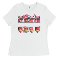 White custom name valentine's day school pencils Ladies Tee - MaliasSmallBusiness