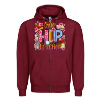 Burgundy Easter Day One hip Teacher Zipper Hoodie - OliviaCreatesArt