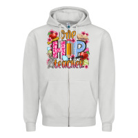 Dove Grey Easter Day One hip Teacher Zipper Hoodie - OliviaCreatesArt