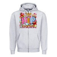 Heather Grey Easter Day One hip Teacher Zipper Hoodie - OliviaCreatesArt