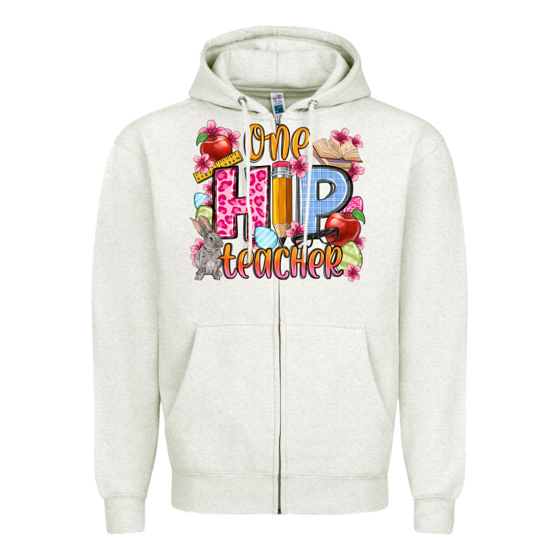 Easter Day One Hip Teacher Zipper Hoodie by OliviaCreatesArt | Teevron