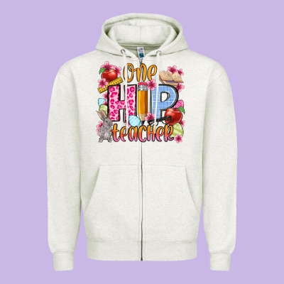 Easter Day One Hip Teacher Zipper Hoodie Designed By Oliviacreatesart