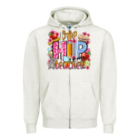 Oatmeal Heather Easter Day One hip Teacher Zipper Hoodie - OliviaCreatesArt