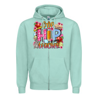 Seafoam Easter Day One hip Teacher Zipper Hoodie - OliviaCreatesArt