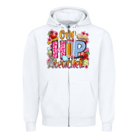 White Easter Day One hip Teacher Zipper Hoodie - OliviaCreatesArt