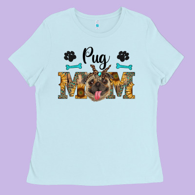 Western Pug Mom Ladies Tee Designed By Ranaportraitstore