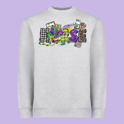 Nurse Mardi Gras Heavyweight Sweatshirt Designed By Cowgirlartshop