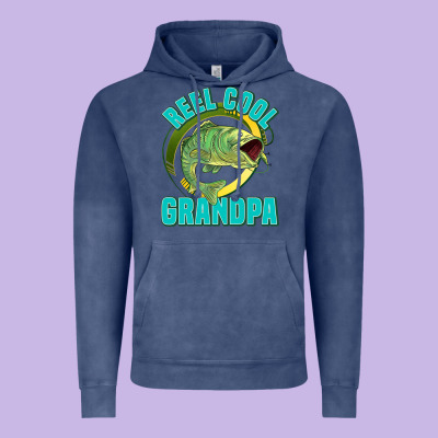 Reel Cool Grandpa Vintage Hoodie Designed By Jasminsmagicworld