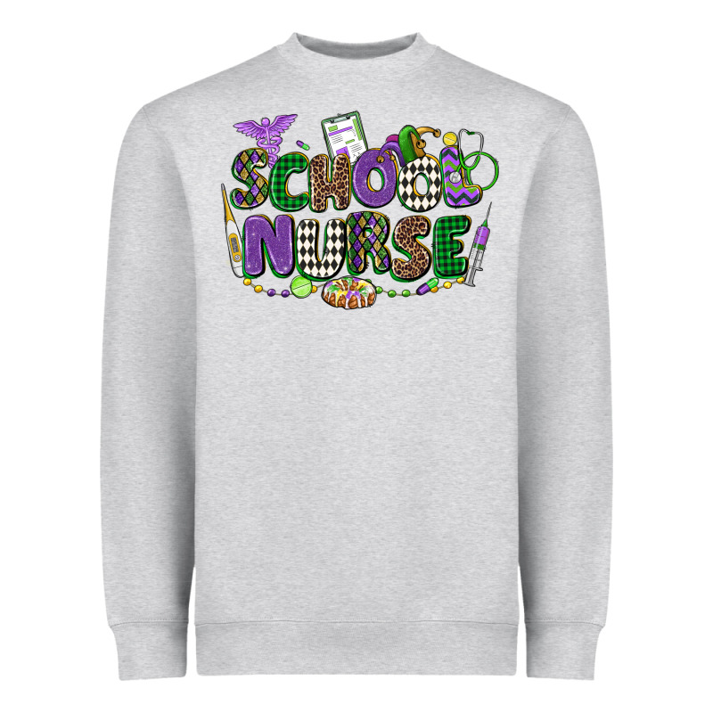 School Nurse Mardi Gras Heavyweight Sweatshirt by CowGirlArtShop | Teevron