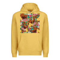 Antique Gold chicken and chicks with flowers seamless pattern Premium Hoodie - FaDigitalArtStudio