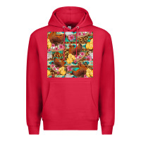 Cardinal chicken and chicks with flowers seamless pattern Premium Hoodie - FaDigitalArtStudio