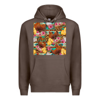 Coffee chicken and chicks with flowers seamless pattern Premium Hoodie - FaDigitalArtStudio