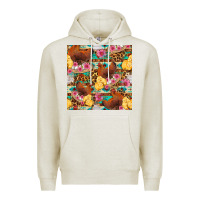 Oatmeal Heather chicken and chicks with flowers seamless pattern Premium Hoodie - FaDigitalArtStudio