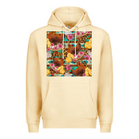 Pina Colada chicken and chicks with flowers seamless pattern Premium Hoodie - FaDigitalArtStudio