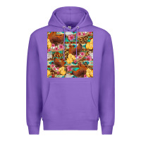 Purple chicken and chicks with flowers seamless pattern Premium Hoodie - FaDigitalArtStudio
