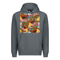 Rock chicken and chicks with flowers seamless pattern Premium Hoodie - FaDigitalArtStudio