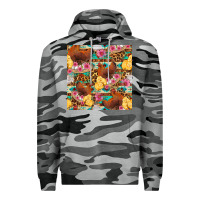 Slate Camo chicken and chicks with flowers seamless pattern Premium Hoodie - FaDigitalArtStudio