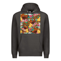 Smoke chicken and chicks with flowers seamless pattern Premium Hoodie - FaDigitalArtStudio
