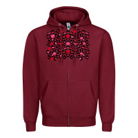 Burgundy Valentine's Day leopard and heart background Zipper Hoodie - FaDigitalArtStudio
