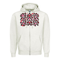 Oatmeal Heather Valentine's Day leopard and heart background Zipper Hoodie - FaDigitalArtStudio
