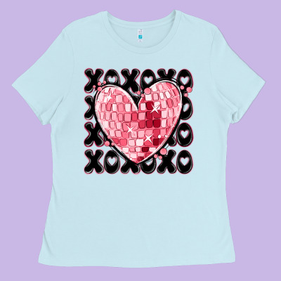 Xoxo Heart Valentine's Day Ladies Tee Designed By Maliassmallbusiness