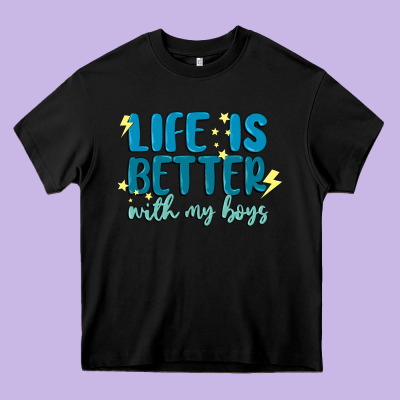 Life Is Better With My Boys Heavy Core Tee Designed By Maliassmallbusiness