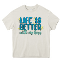 Cream life is better with my boys Heavy Core Tee - MaliasSmallBusiness