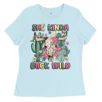 Baby Blue she kinda buck wild Ladies Tee - MaliasSmallBusiness