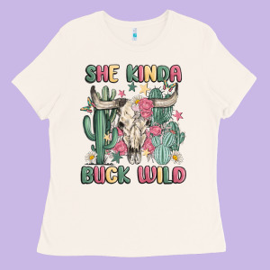 She Kinda Buck Wild Ladies Tee Designed By Maliassmallbusiness