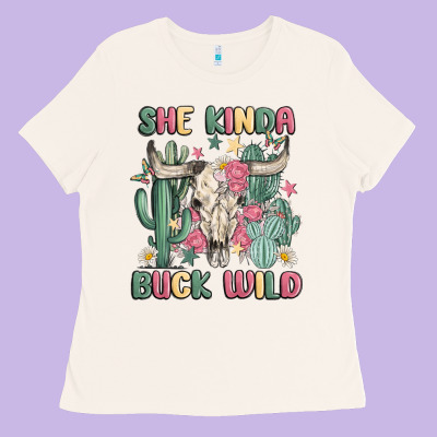 She Kinda Buck Wild Ladies Tee Designed By Maliassmallbusiness
