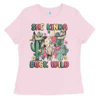 Bubblegum Pink she kinda buck wild Ladies Tee - MaliasSmallBusiness