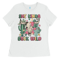 White she kinda buck wild Ladies Tee - MaliasSmallBusiness
