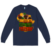 Navy juneteenth celebrate freedom Long Sleeve Tee - NancyCooperArtShop