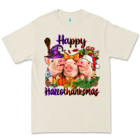 Bone Happy Hallothanksmas Pigs Premium Tee - NancyCooperArtShop