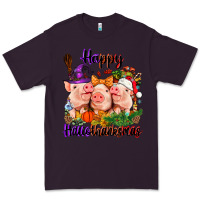 Plum Happy Hallothanksmas Pigs Premium Tee - NancyCooperArtShop