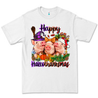 White Happy Hallothanksmas Pigs Premium Tee - NancyCooperArtShop