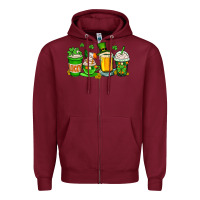 Burgundy St. Patrick's Day coffee cups Zipper Hoodie - OliviaCreatesArt