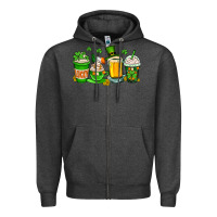 Charcoal Heather St. Patrick's Day coffee cups Zipper Hoodie - OliviaCreatesArt