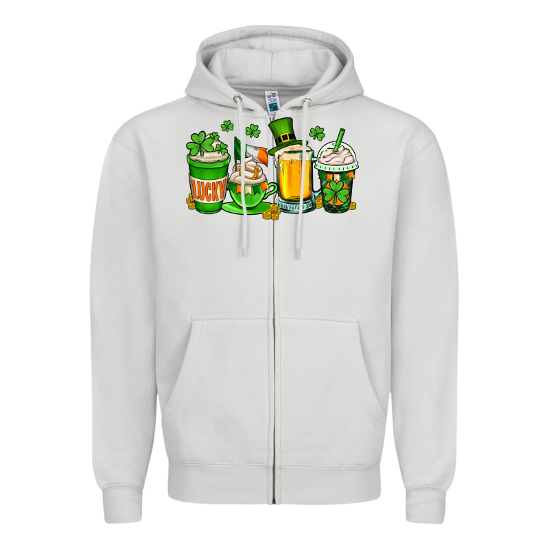 St. Patrick's Day Coffee Cups Zipper Hoodie by OliviaCreatesArt | Teevron