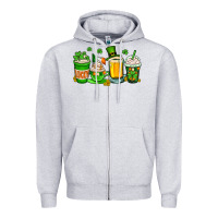 Heather Grey St. Patrick's Day coffee cups Zipper Hoodie - OliviaCreatesArt