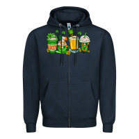 Navy St. Patrick's Day coffee cups Zipper Hoodie - OliviaCreatesArt