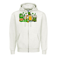 Oatmeal Heather St. Patrick's Day coffee cups Zipper Hoodie - OliviaCreatesArt