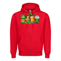 Red St. Patrick's Day coffee cups Zipper Hoodie - OliviaCreatesArt