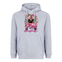 Heather Grey Pink Christmas Truck Gnome Heavyweight Hoodie - FaDigitalArtStudio