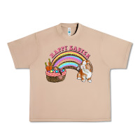 Burro Happy Easter Bunny And Egg Basket Rainbow Urban Heavy Tee - RanaPortraitStore