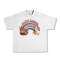 Lunar Rock Happy Easter Bunny And Egg Basket Rainbow Urban Heavy Tee - RanaPortraitStore