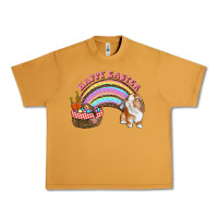 Peanut Butter Happy Easter Bunny And Egg Basket Rainbow Urban Heavy Tee - RanaPortraitStore