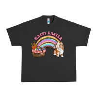 Pigment Black Happy Easter Bunny And Egg Basket Rainbow Urban Heavy Tee - RanaPortraitStore